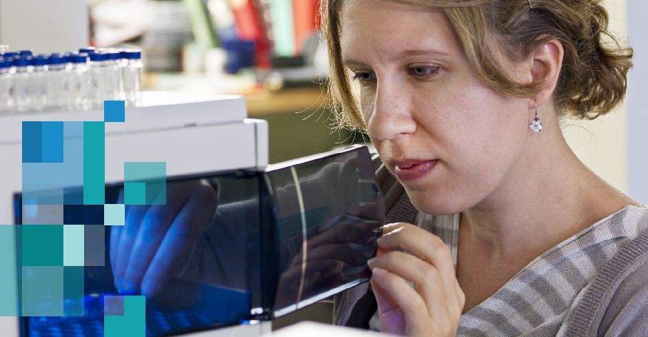 researcher examining equipment