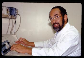 Gibson working in lab