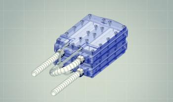 a device about the size of two decks of cards with tubes emerging