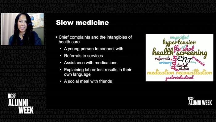 A slide shows Cocahoba and reads, &ldquo;Chief complaints and the intangibles of health care. Young person to connect with. Refferals to services. Assistance with medications. Explaning lab or test results in their own language. A social meal with friends.&rdquo;